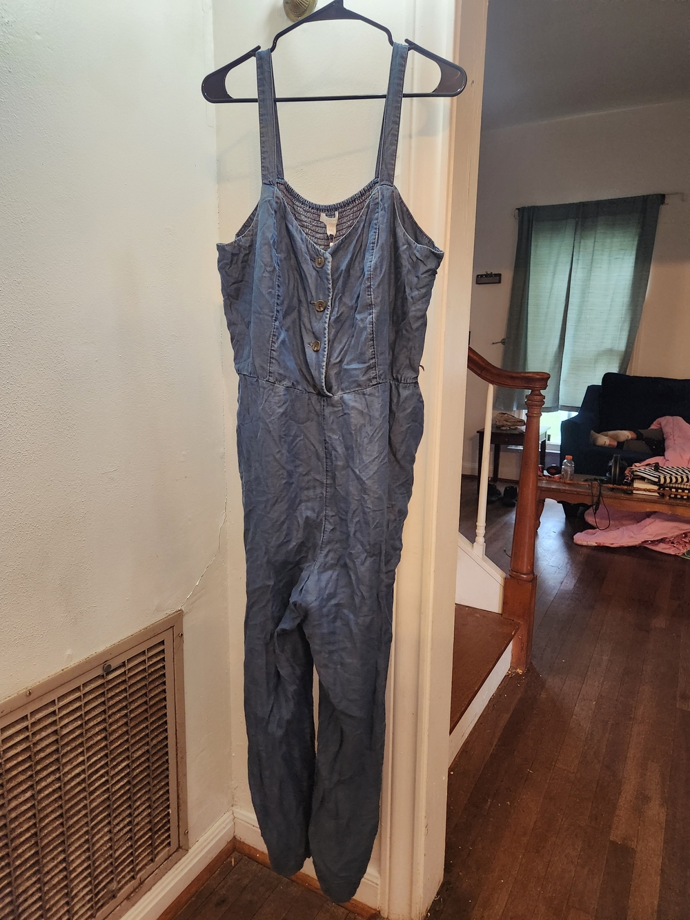 LC Lauren Conrad Light Blue Denim Button-Front Jumpsuit